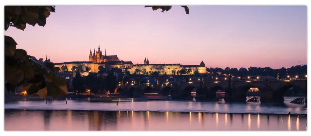 Tablou cu palatul din Praga și Vltava (120x50 cm)