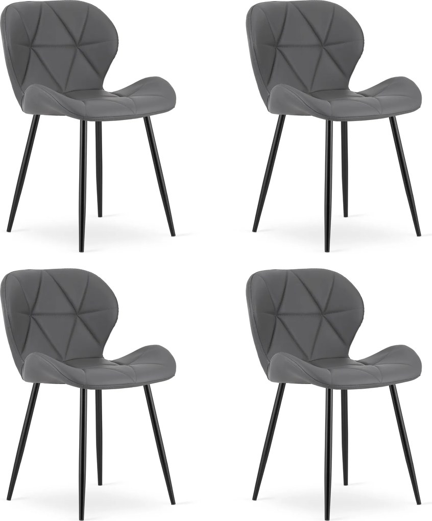 Set 4 Scaune Bucatarie/Dining Miller Piele Ecologica Gri