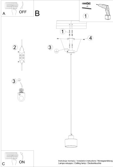 Lustră pe cablu SAVAR 1xE27/60W/230V neagră Sollux SL.1132