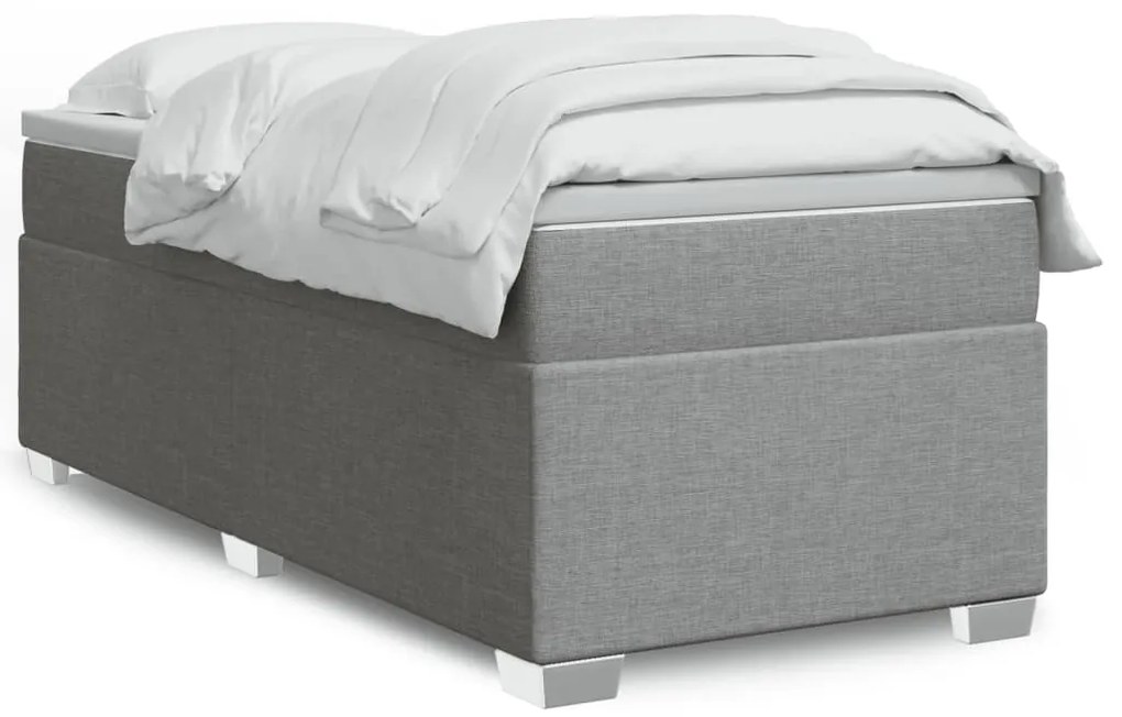 vidaXL Pat continental cu saltea, gri deschis, 80x200 cm, textil