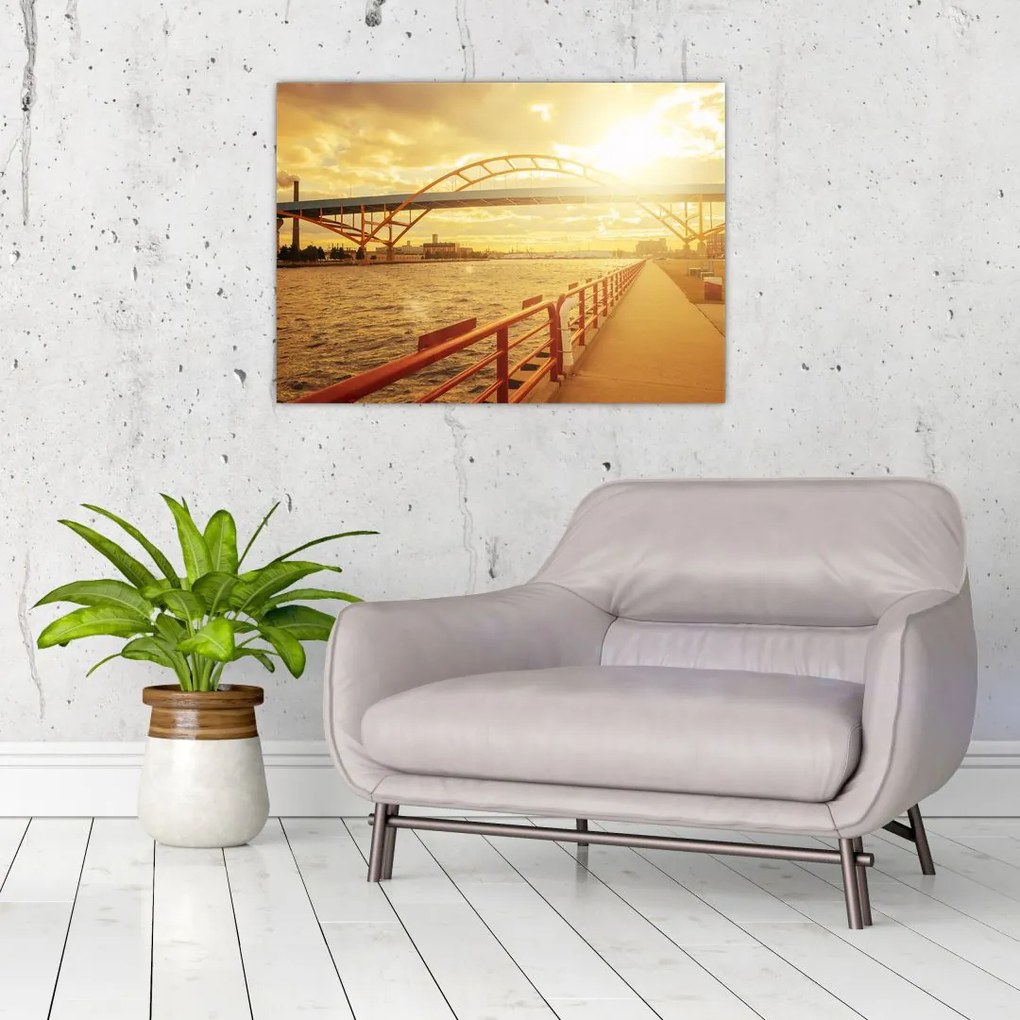 Tablou cu pod și apus de soare (70x50 cm)