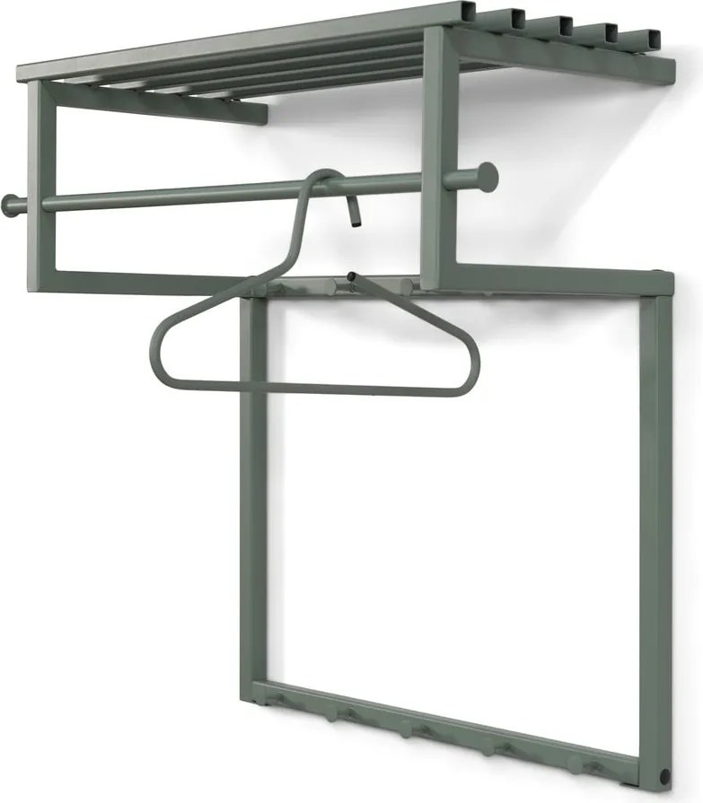 Cuier de perete verde prăfuit cu raft din metal 76 cm Rizzoli – Spinder Design