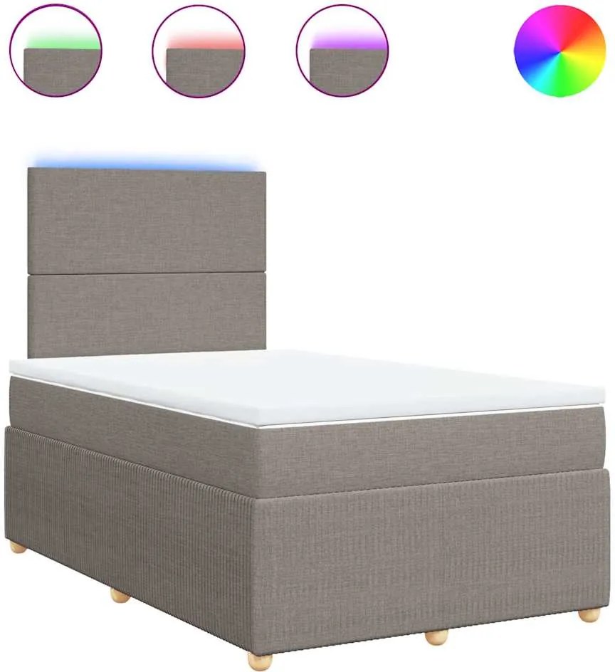 vidaXL Pat box spring cu saltea, taupe, 120x190 cm material textil