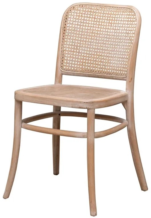 Scaun dining bej din lemn de fag, rattan si trestie, Paula