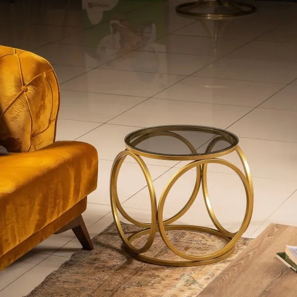 Măsuță laterală MIMO 40x40 cm auriu/negru