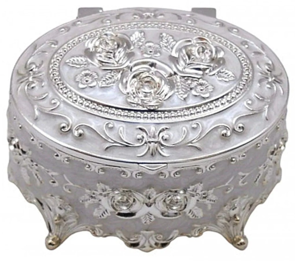 Caseta bijuterii sidefata BRIANNA, 9x6cm, Argintiu