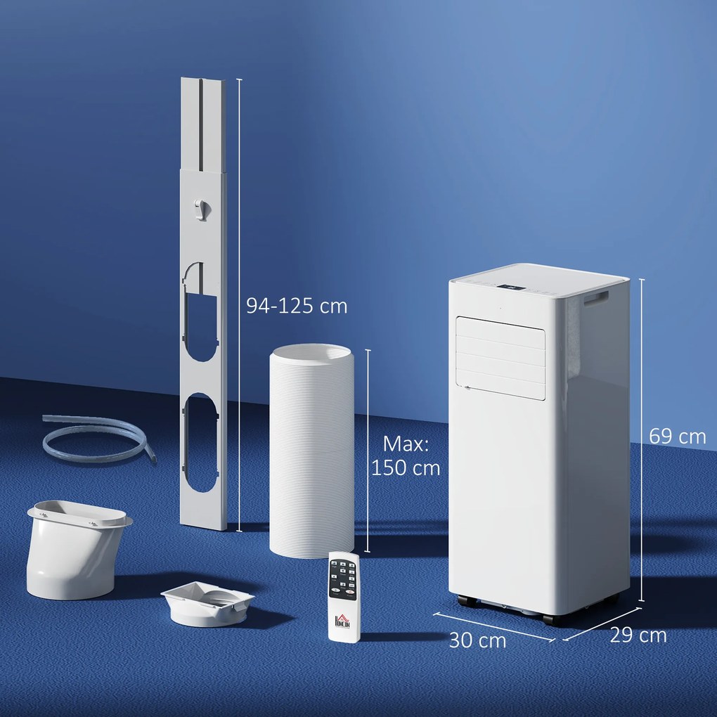 HOMCOM Climatizor mobil 9000 BTU/h 3 în 1 răcire ventilator dezumidificator temporizator 24H și telecomandă alb | Aosom Romania