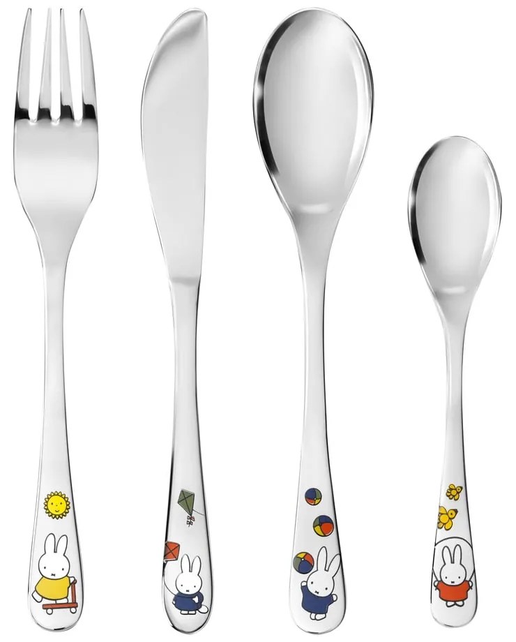 Tacâmuri argintii pentru copii din oțel inoxidabil 4 buc. Miffy – Zilverstad