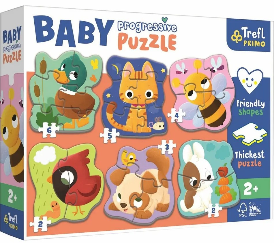 Baby puzzle Trefl Animale, 6în1 (2-6 bucăți)