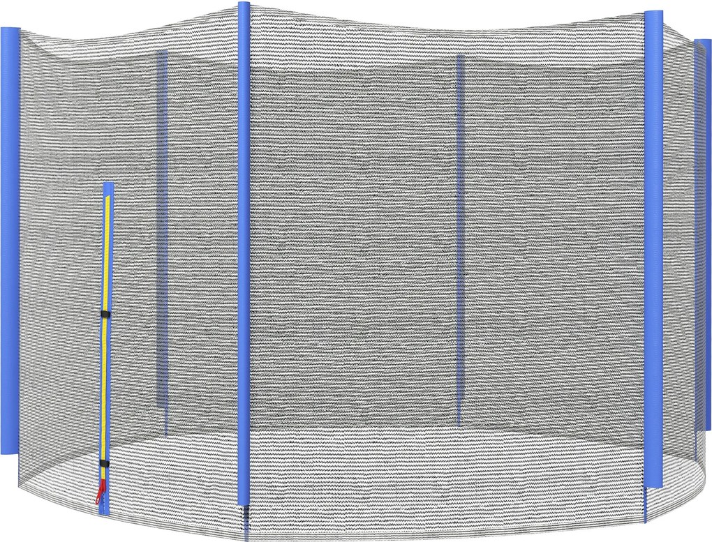 SPORTNOW Plasă Protecție Trambulină Rotundă 305cm cu 6 Stâlpi Drepti Rezistentă Negru/Albastru | Aosom Romania