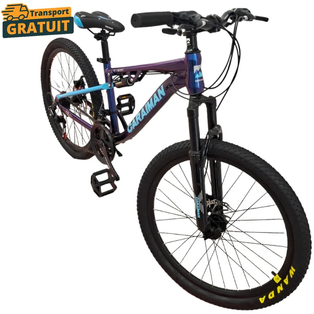 Bicicleta Caraiman, roti 24 sau 26 inch, cu dubla suspensie, frane pe disc, cameleon, BC80