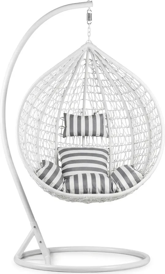 Scaun suspendat alb KOKON cu suport, perna alb-gri