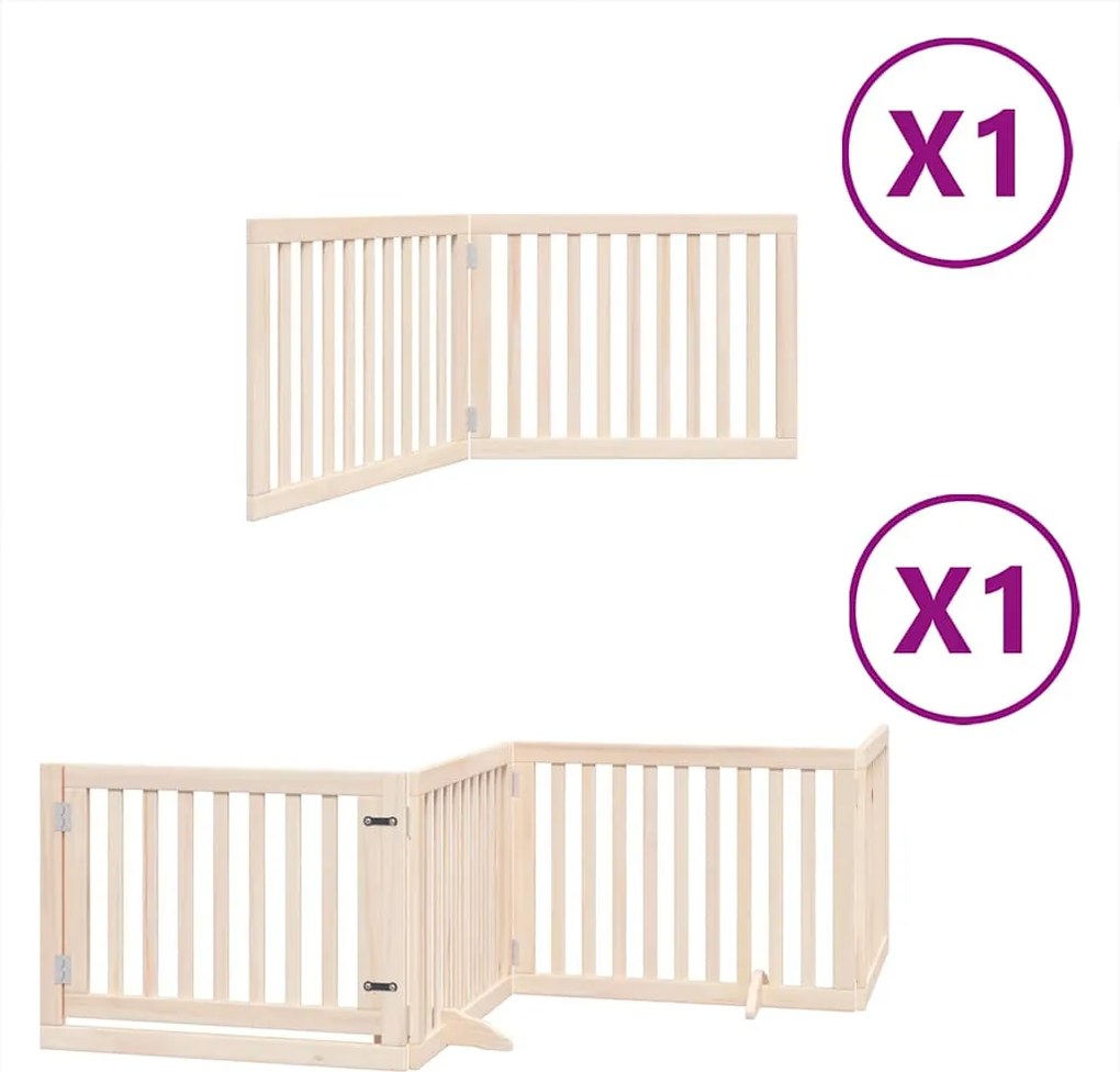 vidaXL Poartă de câini pliabilă cu ușă, 6 panouri, 480 cm, lemn plop