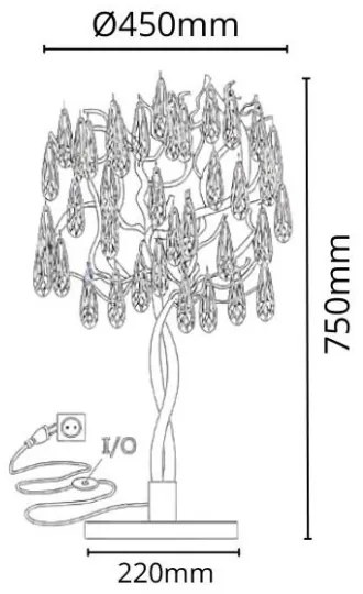 Lampă de cristal de masă 5xG9/40W/230V auriu