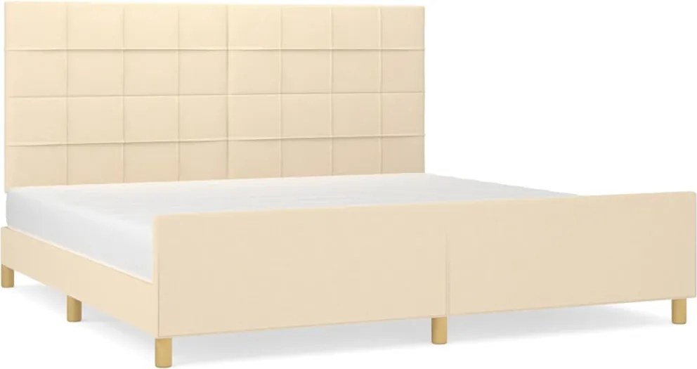 vidaXL Cadru de pat fără saltea, crem, 200x200 cm, textil