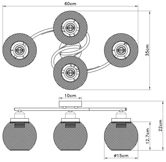 Lustră aplicată PABLO 4xE27/60W/230V Globo 15663-4D