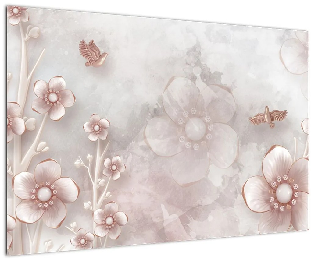 Tablou - Flori roz (90x60 cm)