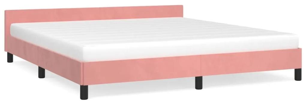347584 vidaXL Cadru de pat cu tăblie, roz, 160x200 cm, catifea