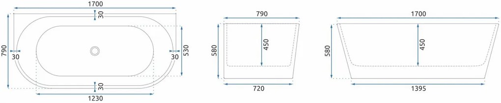 Cada freestanding Rea Olimpia BTW 170x80 cm alb lucios