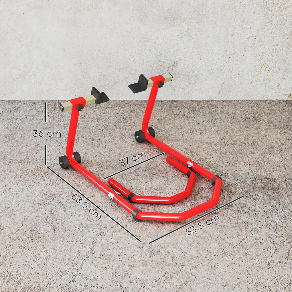 HOMCOM Stand pentru motociclete de 390 kg Față-Spate cu Furci Reglabile | Aosom Romania