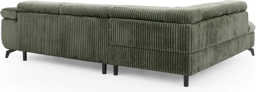 Colțar verde cu tapițerie din catifea reiată (cu colț pe partea stângă/în formă de ”L”) Marbeya – Ropez