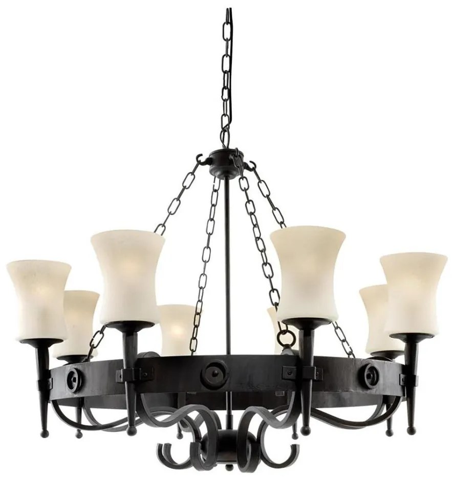 Searchlight CARTWHEEL 0818-8BK – candelabru pe lanț, 8 x E27, 60 W, 230 V, negru