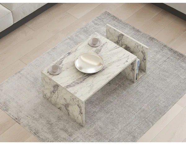 Masă de cafea MONEL, finisaj marmură, gri