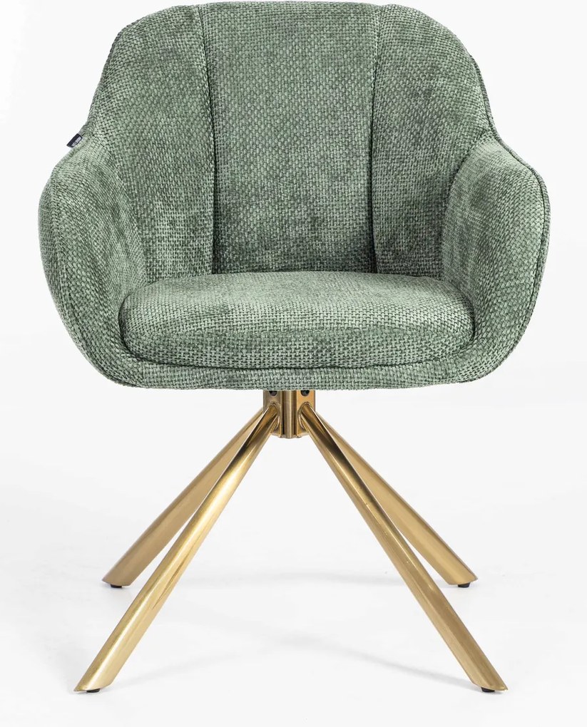 HR2055 BAZĂ STEA Scaun Verde Salvie Grid Premium cu Bază Aurie