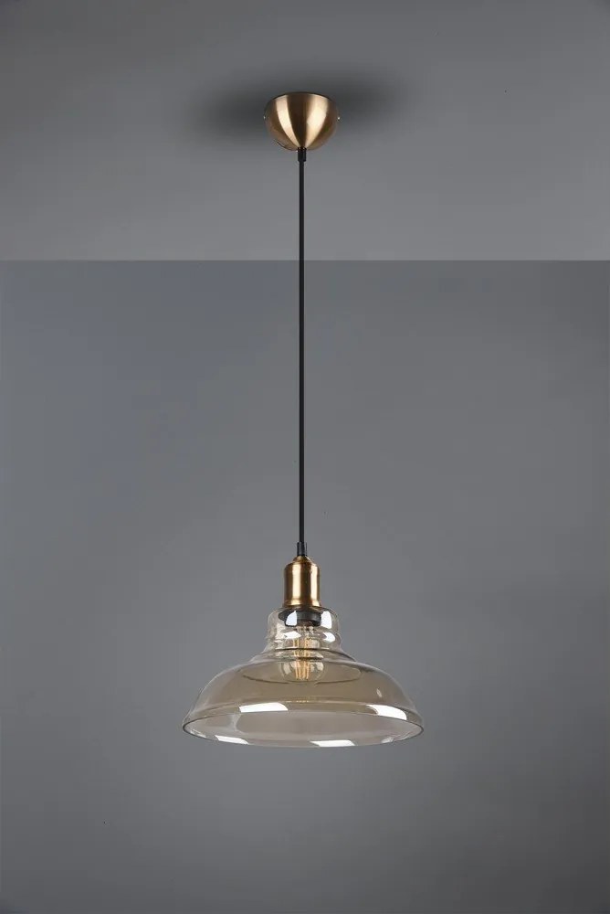 Lustră alămie din metal cu abajur din sticlă ø 28 cm Aldo – Reality