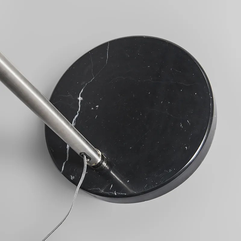 Lampă cu arc din oțel cu abajur din stofă negru 50 cm - XXL