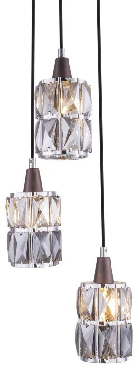 Lustra moderna cu 3 pendule WOLLI bronz/fumuriu 15761-3 GL