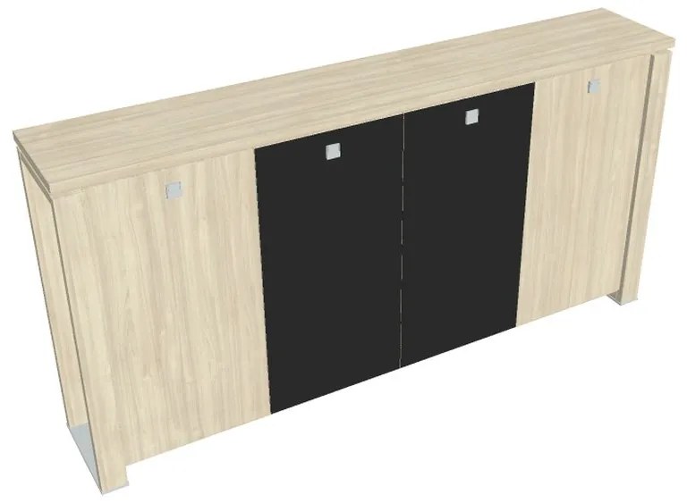 Dulap mediu pentru haine Verno+ S 260 x 46 x 130 cm, uși combinate, salcâm / negru