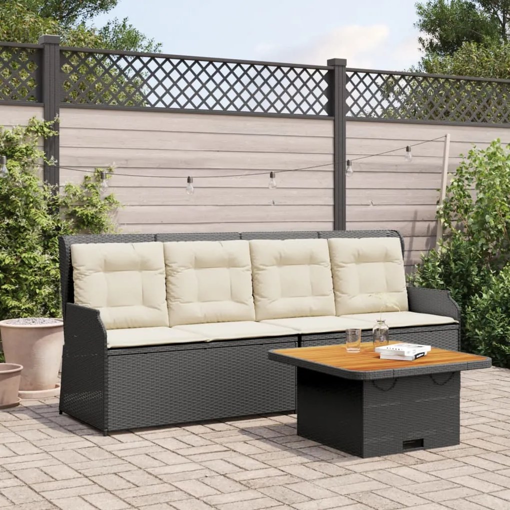 3262101 vidaXL Set mobilier de grădină cu perne, 3 piese, negru, poliratan