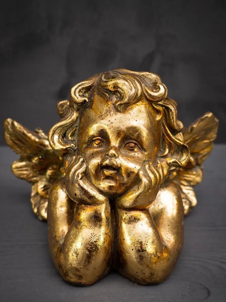 Decoratiune de masa, ingeras decorativ, din rasina, Thinking