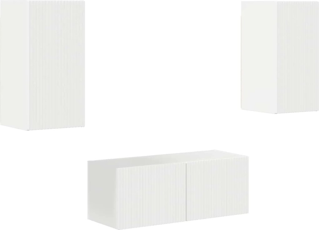 vidaXL Set comodă TV Pe perete 6 pcs Alb lucios Lemn compozit