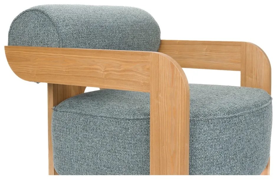 Fotoliu albastru prăfuit cu tapițerie din țesătură bouclé Oolong – Zuiver