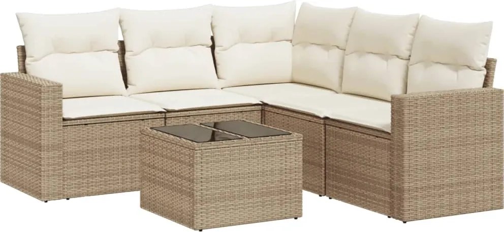 vidaXL Set canapele de grădină cu perne, 6 piese, bej, poliratan