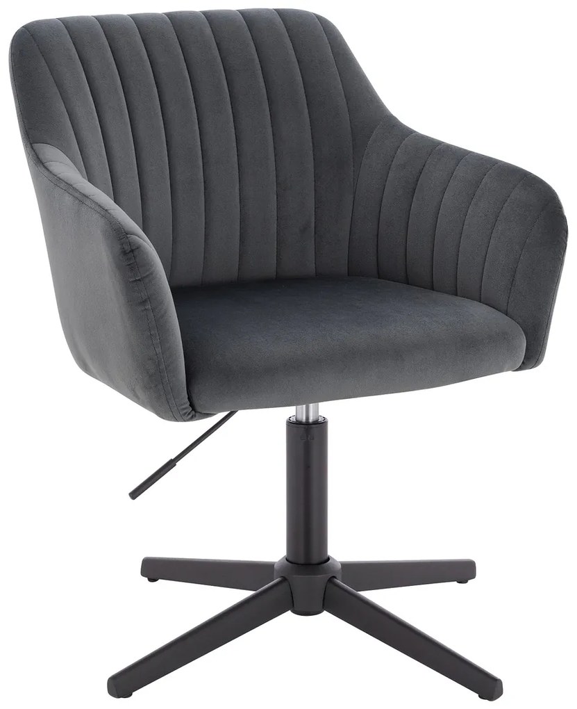 HR190CROSS Scaun Grafit din Catifea cu Bază Neagră