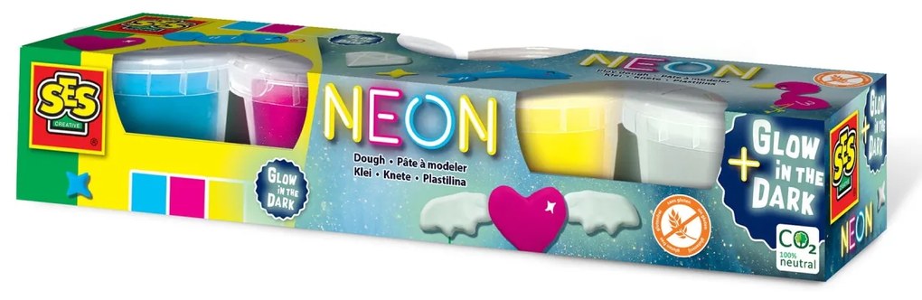 Plastilina culori neon si fluorescenta 4 x 90 gr