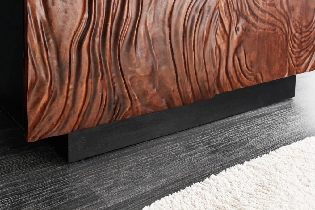 Comoda, Bufet cu model 3D, Lemn Salcam, Maro, FLUID 110cm