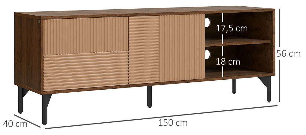 HOMCOM Suport TV Modern cu Rafturi Deschise, pentru Televizoare până la 65", Design Elegant, Maro | Aosom Romania