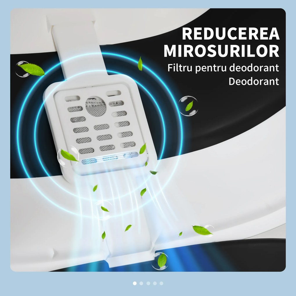 PawHut Litieră pentru Pisici cu Capac, Lopățică și Deodorant Inclus, 52x41x38 cm, Negru | Aosom Romania