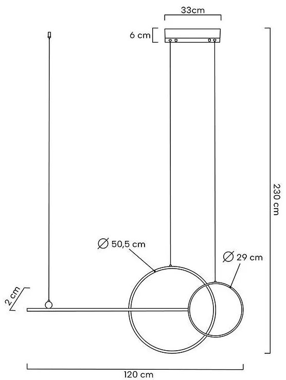 Lustra neagra inelara LED Range 120cm