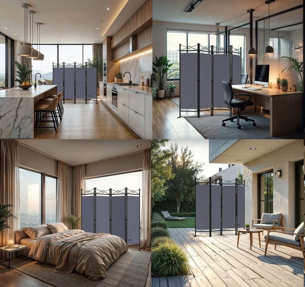 Paravan LUCCA, 163x180cm, antracit Casaria