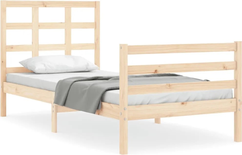 vidaXL Cadru de pat cu tăblie single, lemn masiv