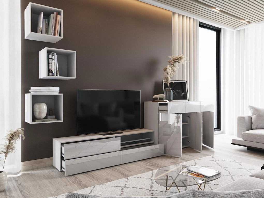 Mobilier living Berny 55 (alb + Alb lucios). 1087172
