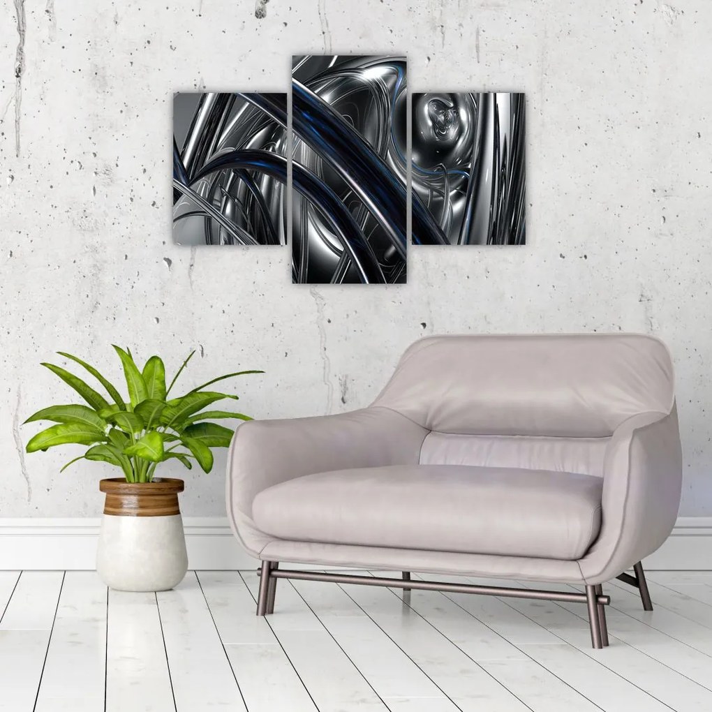 Tabloul cu abstracție gri cu albastru (90x60 cm)