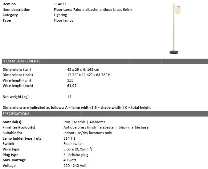 Lampadar/ Lampa de podea design modern LUX Faloria 114077 HZ