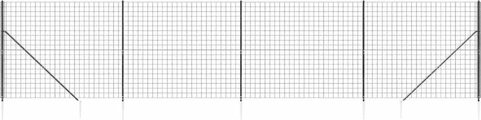 vidaXL Gard plasă de sârmă cu țăruși de fixare, antracit, 2,2x10 m