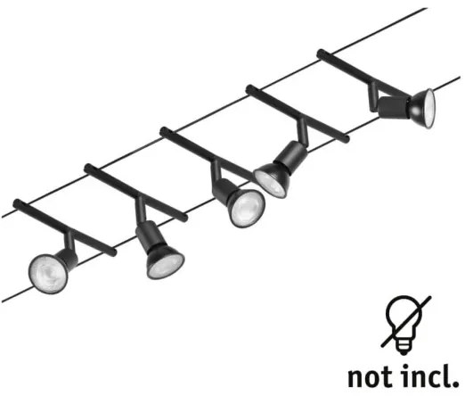 Paulmann 94446 - Sistem complet cu cablu SALT, 230 V, set 5 x GU5,3/10W, negru